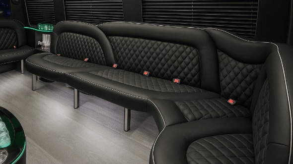 Interior of Charter Bus Company Redmond's 18 Passenger Party Bus in Redmond