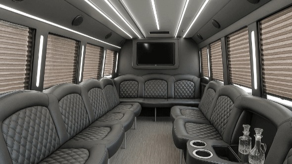 Interior of Charter Bus Company Auburn's 25 Passenger Party Bus in Auburn