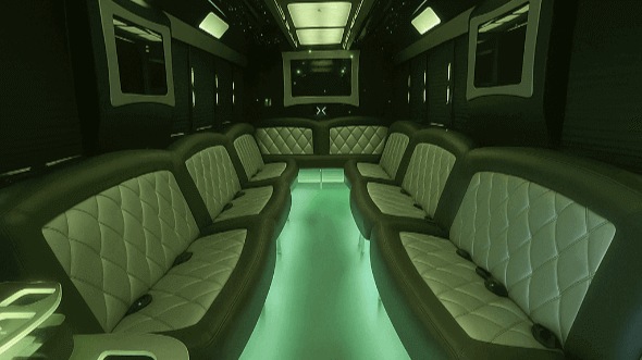 Interior of Charter Bus Company Auburn's 28 Passenger Party Bus in Auburn