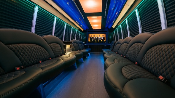 Interior of Charter Bus Company Bellevue's 30 Passenger Party Bus in Bellevue