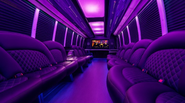 Interior of Charter Bus Company Kent's 30 Passenger Party Bus in Kent